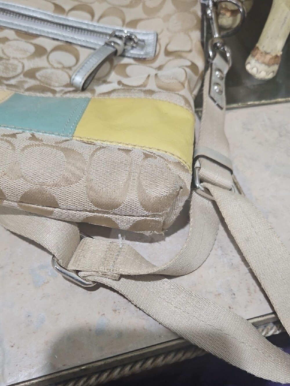 Coach F17441 Khaki Signature Canvas Crossbody with Color Block - Picture 13 of 14